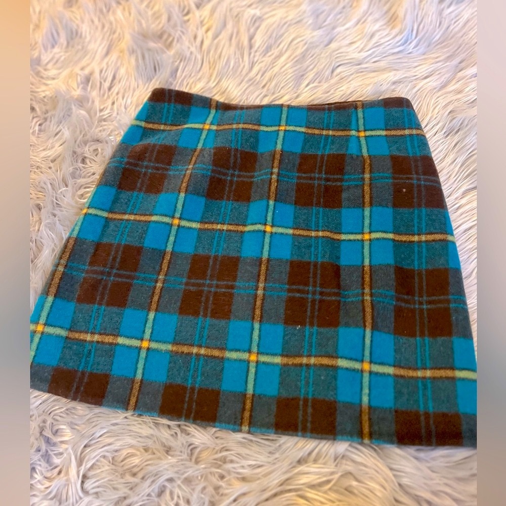 Lilly Pulitzer wool Plaid Mini Skirt in Blue and Brown  women size 6